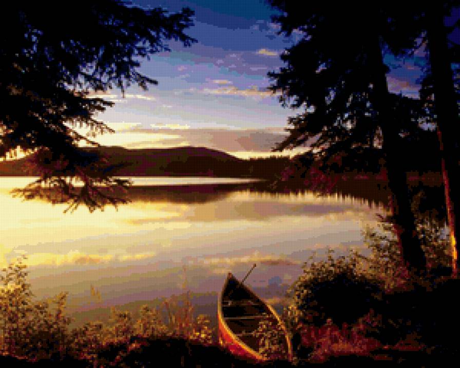 вечер - лодка, заказ, река, природа, вечер - предпросмотр