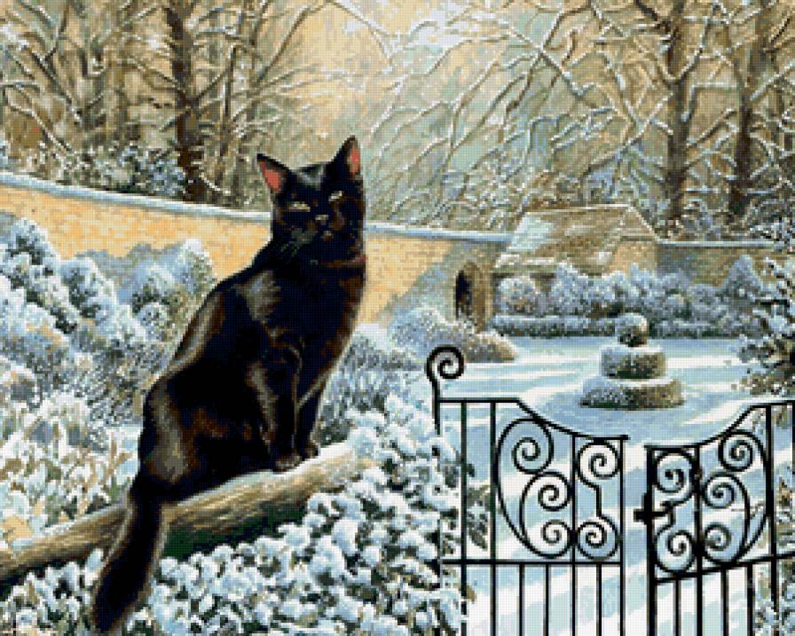 кошки - снег, картинка, кот - предпросмотр