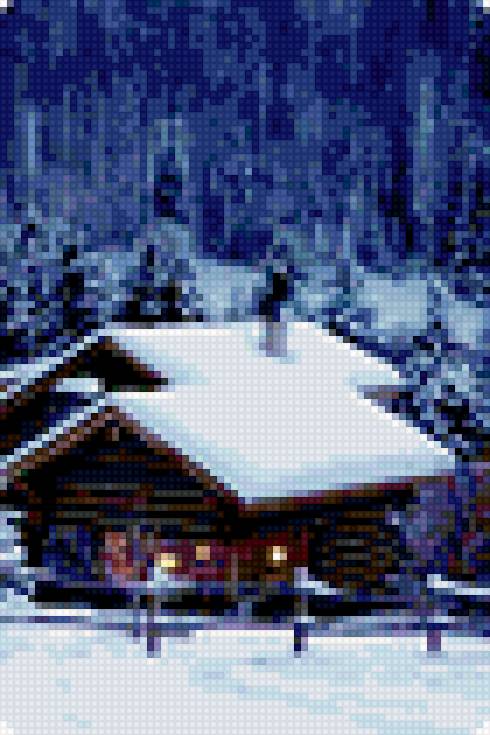 Зима - снег, лес, зима, избушка - предпросмотр