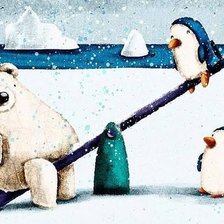 Схема вышивки «Мишка и пингвин»