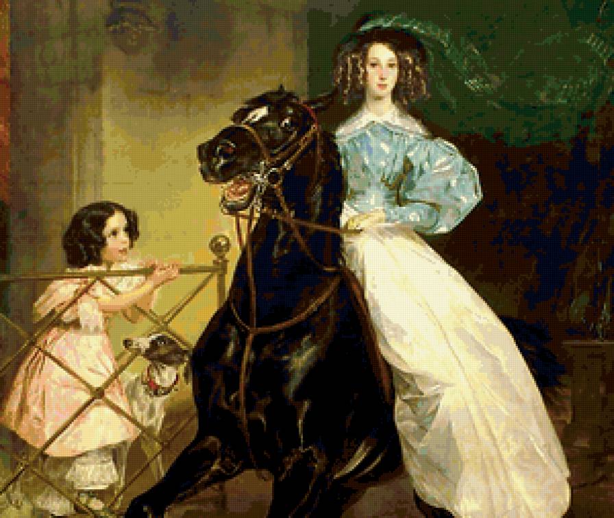 Всадница - всадница, живопись - предпросмотр