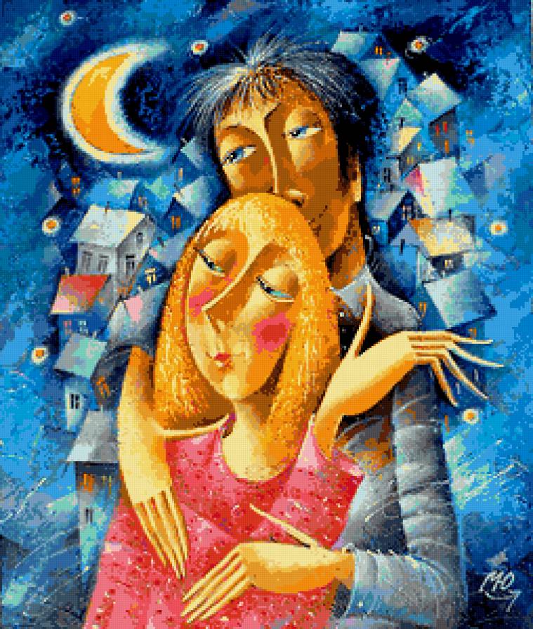 Юрий Мацик. Ночное рандеву - живопись.люди.пары - предпросмотр