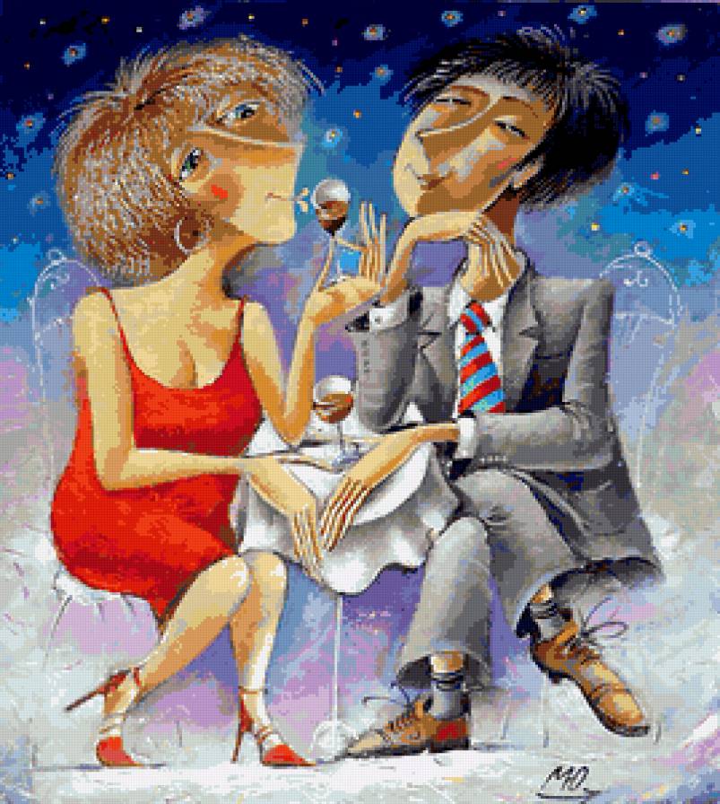 Юрий Мацик. Парочка на свидание - живопись.люди.пары.любовь - предпросмотр