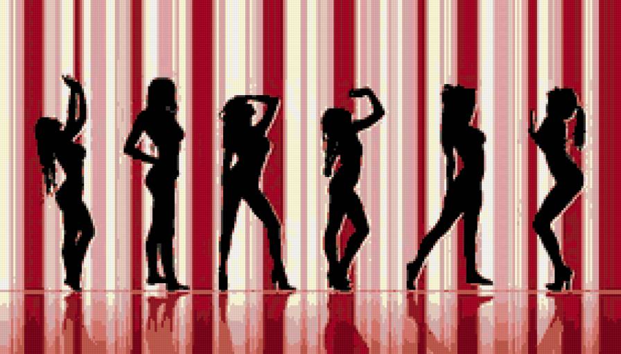 Show girls - силуэт, два цвета, девушка - предпросмотр