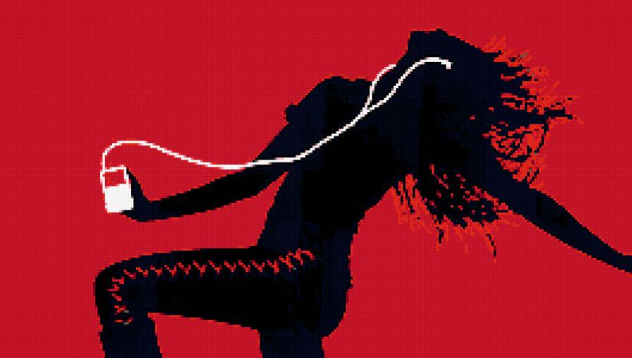 I love music - два цвета, музыка, девушка, силуэт - предпросмотр