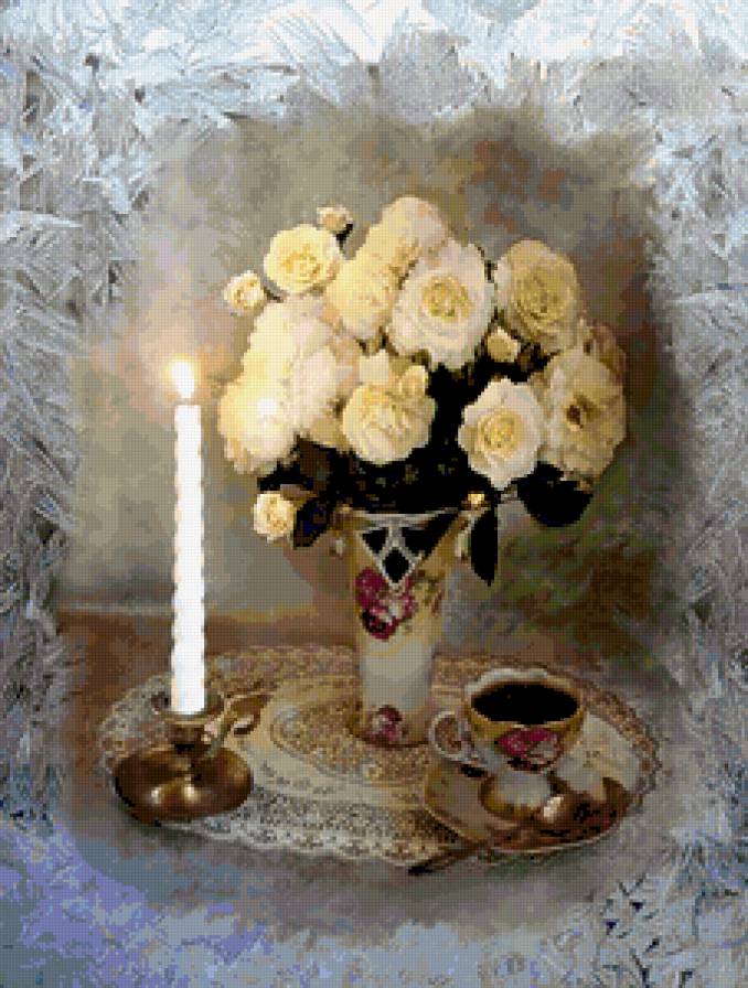 №327501 - цветы, свеча, свечи, букет, натюрморт - предпросмотр