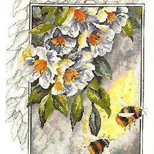 Схема вышивки «Шмели на цветах»
