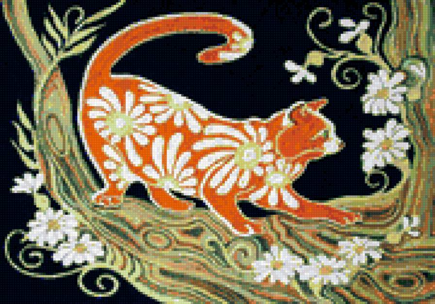 животные в узорах - кот - предпросмотр