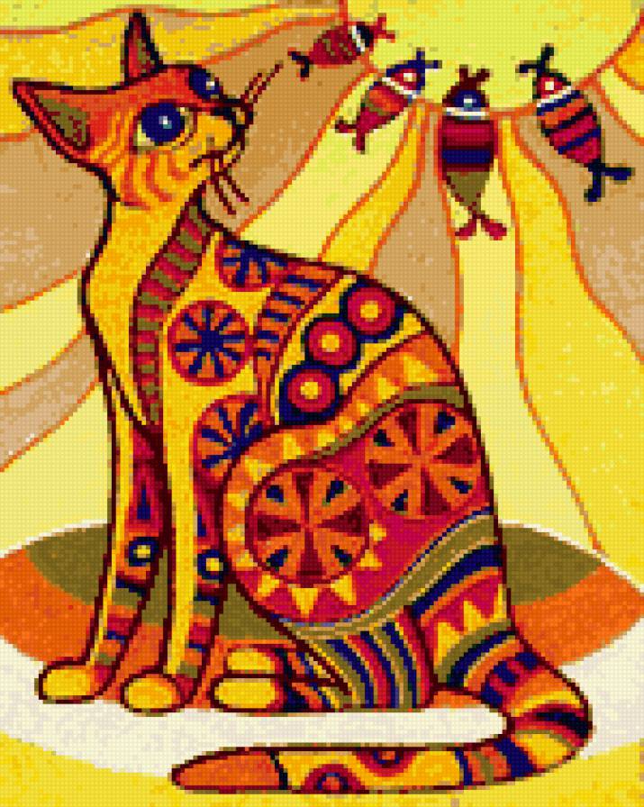 животные в узорах - кот - предпросмотр