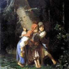 Схема вышивки «Крестьянские девочки в лесу, Корзухин»