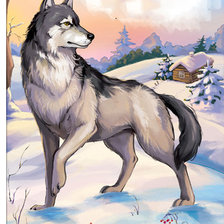 Схема вышивки «волк»