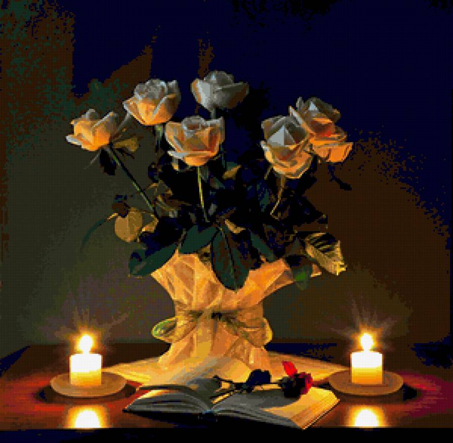 №328457 - букет, цветы, свечи, натюрморт - предпросмотр