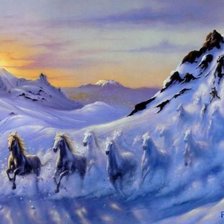 Схема вышивки «Снежные кони»