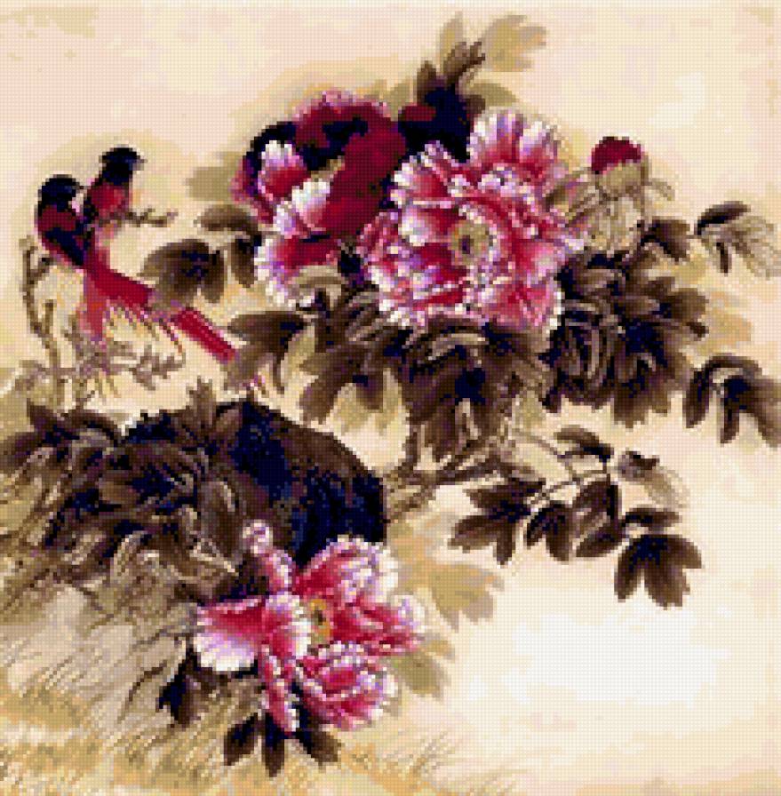 райские птички - цветы, птица - предпросмотр