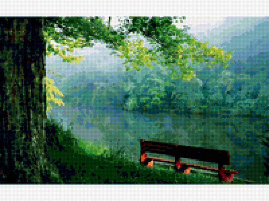 лавочка у озера - предпросмотр