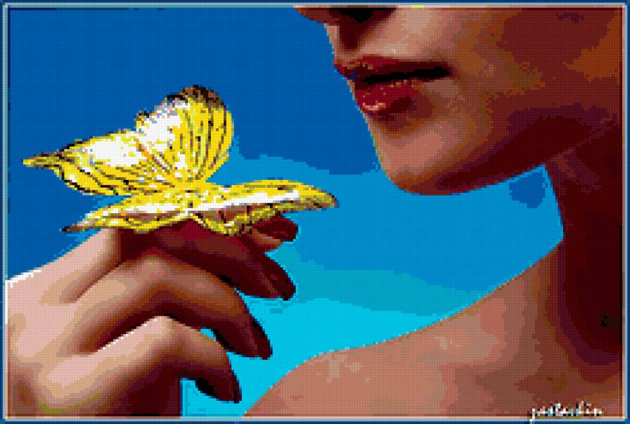 нежность - девушка, красота., бабочка - предпросмотр