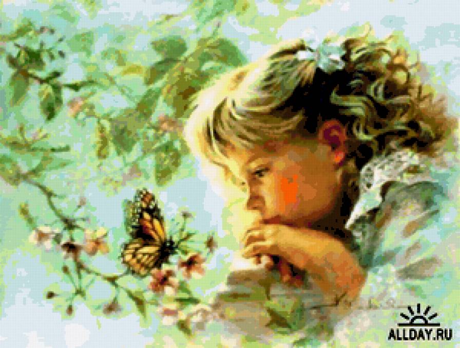 Загадай желание. - девочки, бабочки, дети - предпросмотр