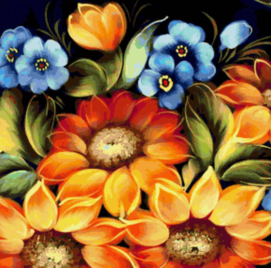 Сюжет для подушки - фиалки, подушка, жостово, подушки, роспись, подсолнухи - предпросмотр