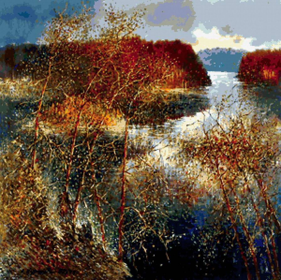 осенний вид над местностью Кукко - природа, осень, живопись, пейзаж - предпросмотр