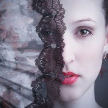 Схема вышивки «девушка с веером»