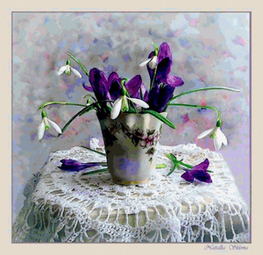 №330486 - весна, подснежники, букет, натюрморт, ирисы, цветы - предпросмотр