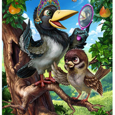 Схема вышивки «ворона и воробушек»