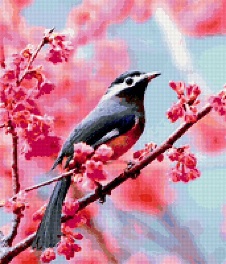 птичка на ветке - предпросмотр