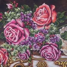Схема вышивки «Розы и фиалки»