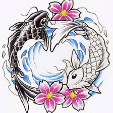 Схема вышивки «кои (инь и янь)»