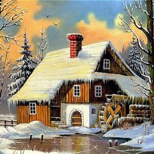 Схема вышивки «Мельница в лесу»