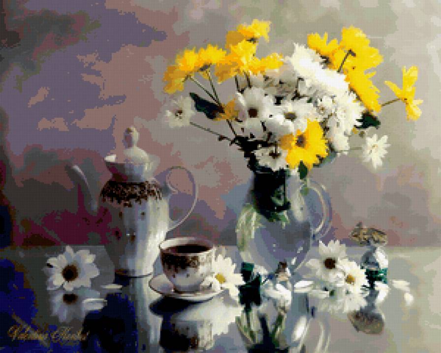 натюрморт - чай, цветы, натюрморт - предпросмотр