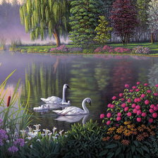 Схема вышивки «Лебеди»