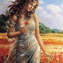 Схема вышивки «девушка и маки»