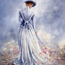 Схема вышивки «девушка в голубом»