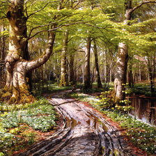 Схема вышивки «дорога в лесу»