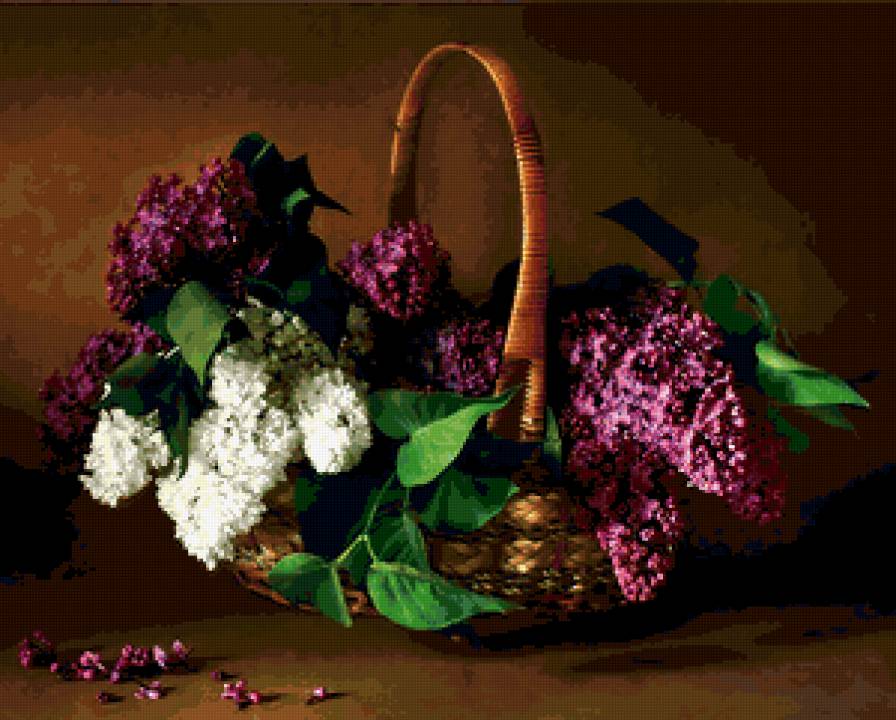 корзина с серенью - цветы, сирень, букет, корзина - предпросмотр