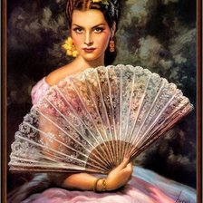 Схема вышивки «Девушка с веером»