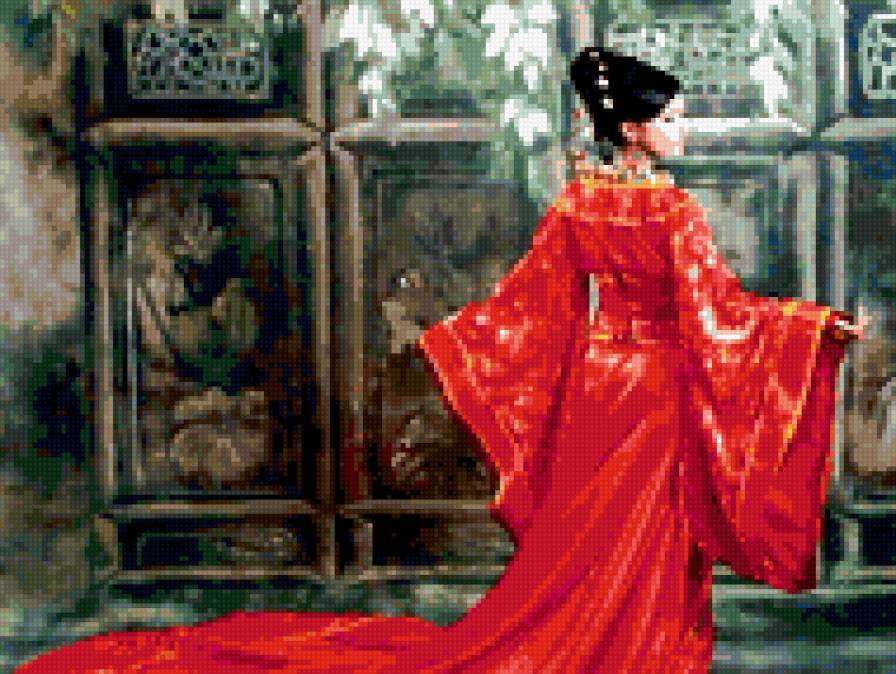 японка в красном - предпросмотр