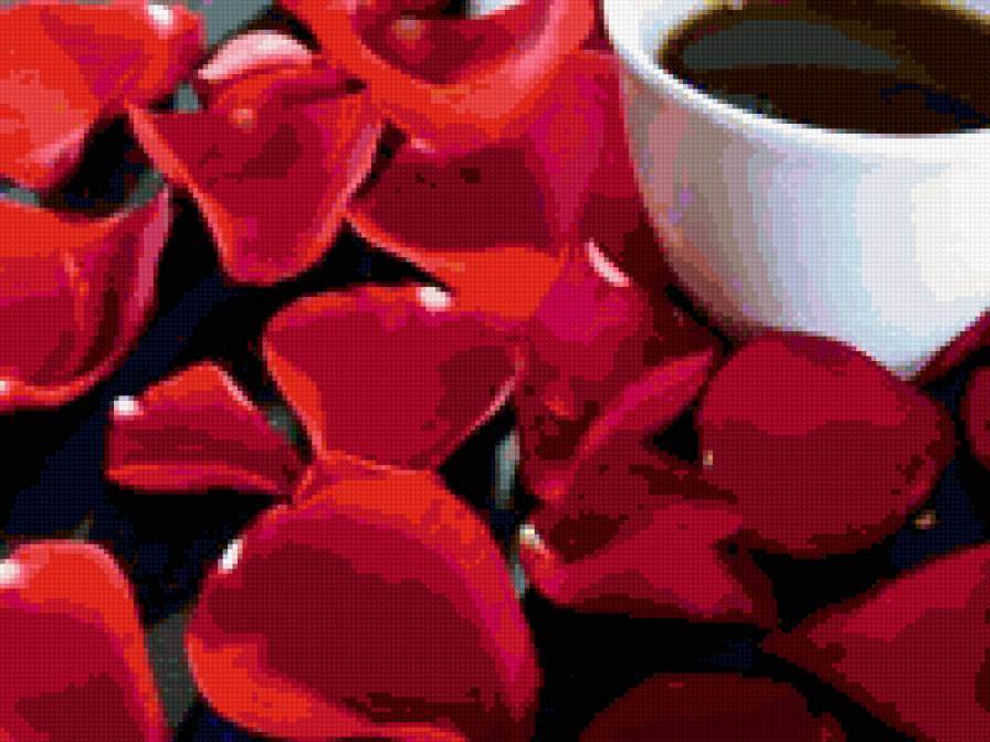 кофе и розы - розы, кофе, чашка - предпросмотр