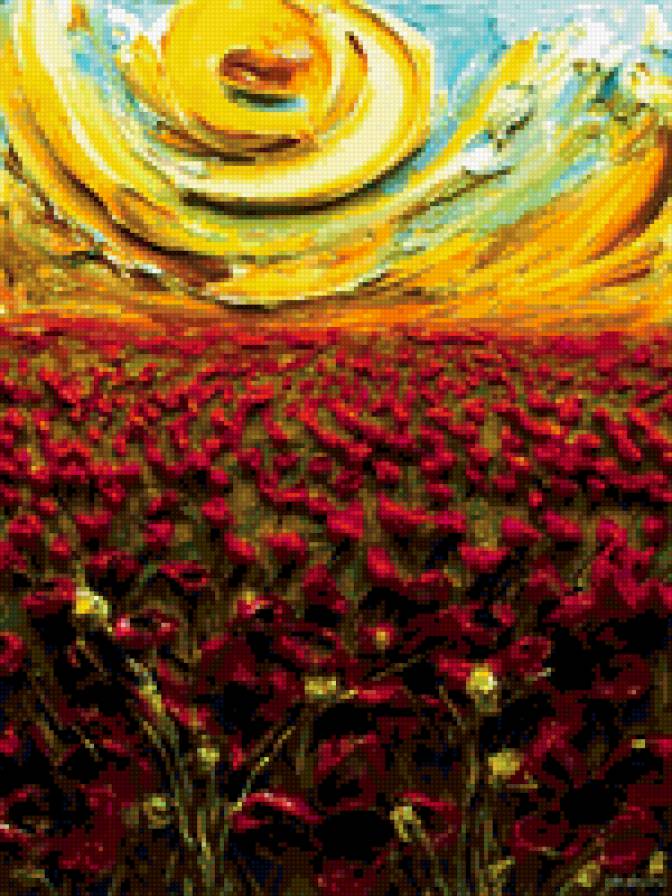 Маковое поле - мак, картина, цветы - предпросмотр