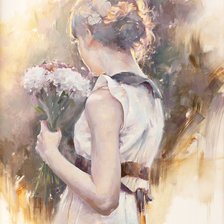 Схема вышивки «Девушка с букетом»