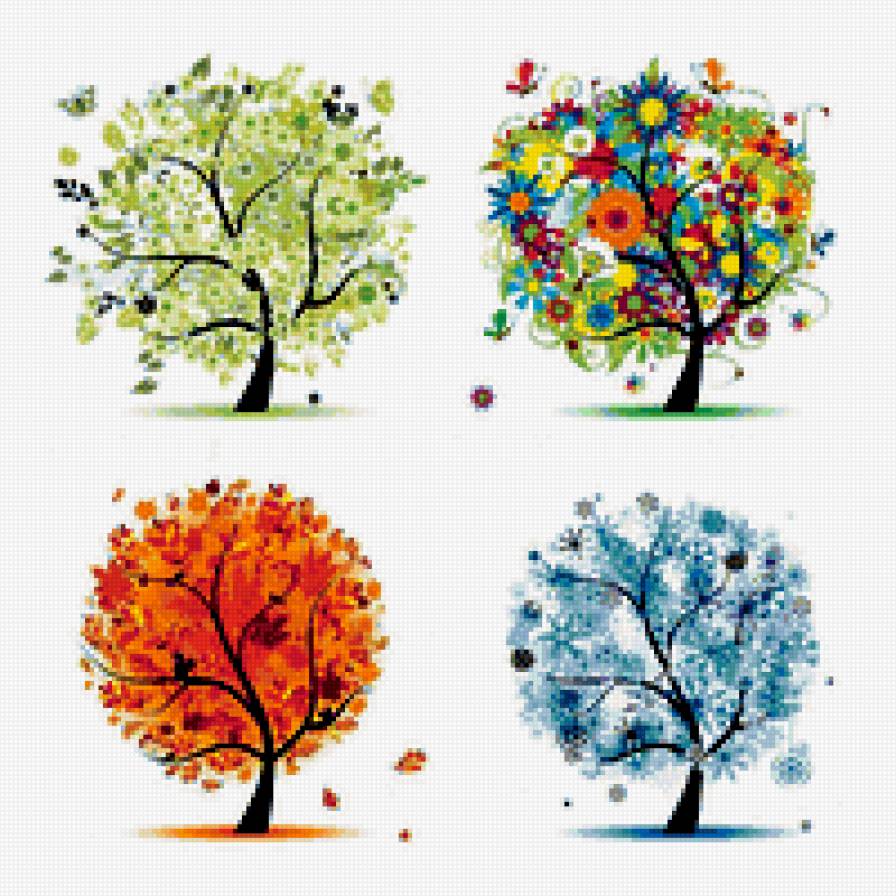 времена года - дерево, времена года - предпросмотр