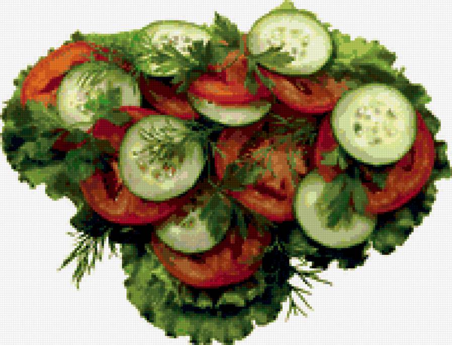 натюрморт на кухню - натюрморт, зелень, помидоры, огурцы, на кухню, овощи - предпросмотр