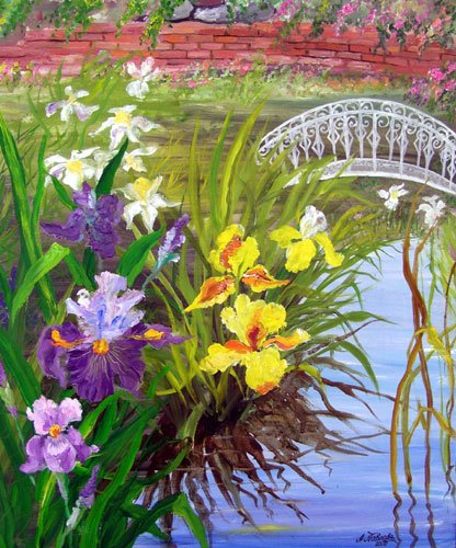 Ирисы у воды - цветы, ирисы, вода - оригинал