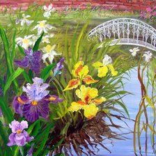 Схема вышивки «Ирисы у воды»