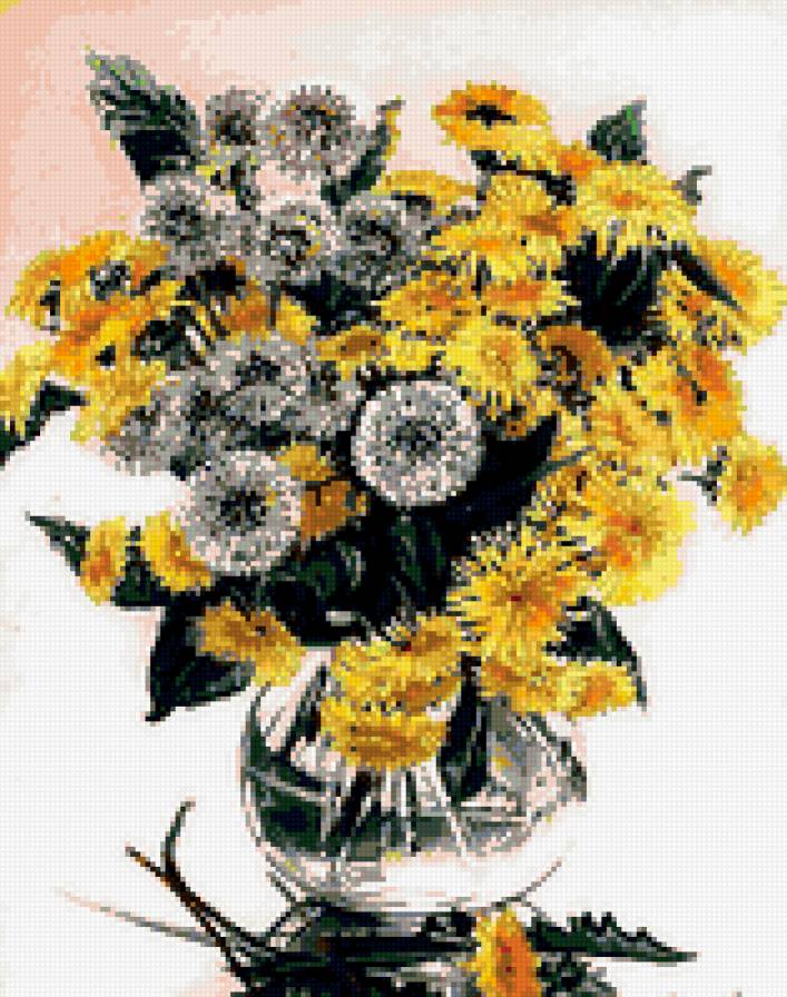 Одуванчики - букет, цветы, одуванчики - предпросмотр