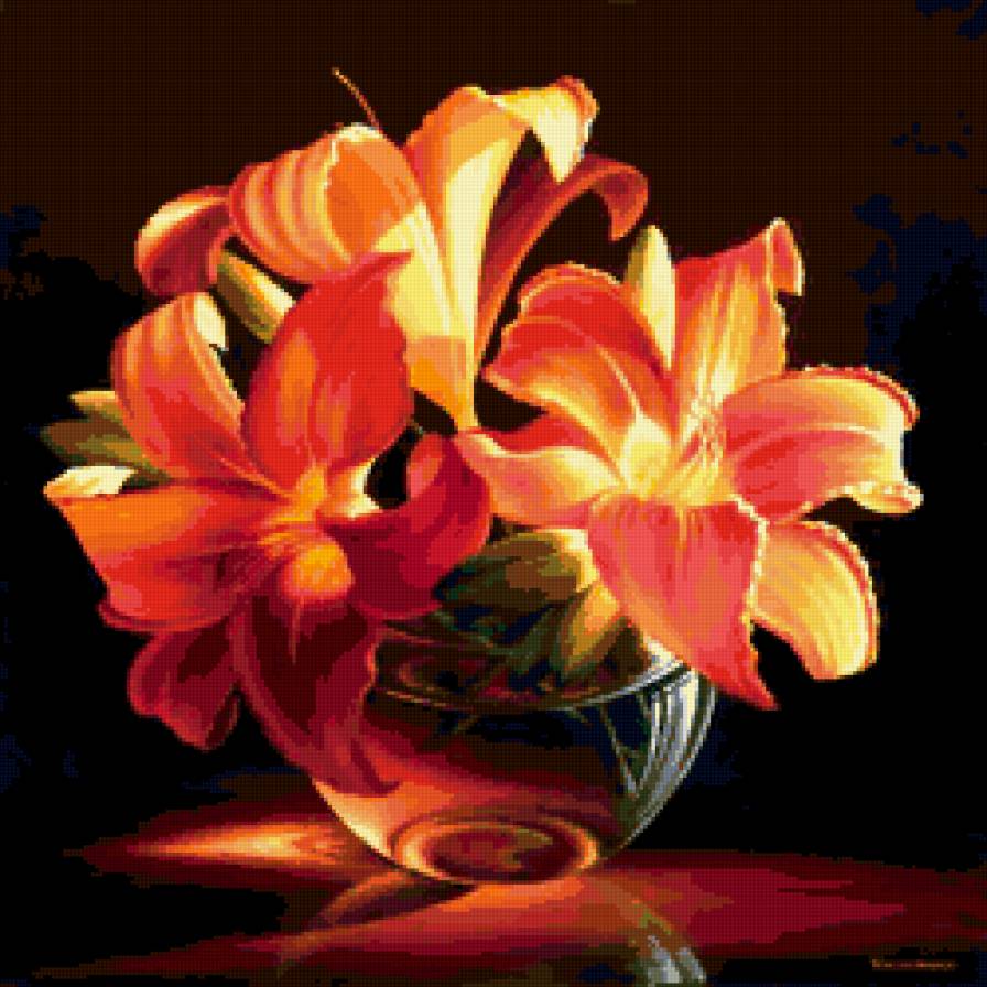 лилии - букет, лето, лилейник, лилии, цветы - предпросмотр