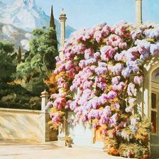 Схема вышивки «Пейзаж с глицинией.»