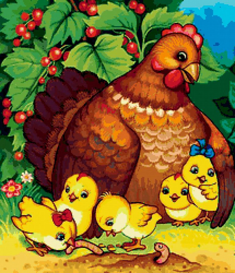 Курочка с цыплятами - курочка, детское, цыплята - предпросмотр
