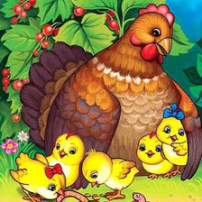 Схема вышивки «Курочка с цыплятами»